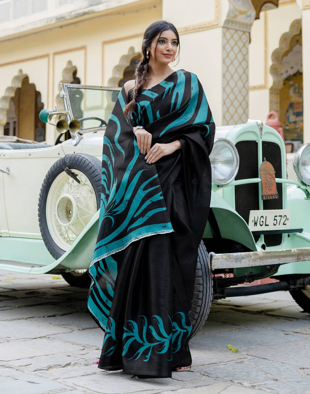 Black Khadi Printed Saree