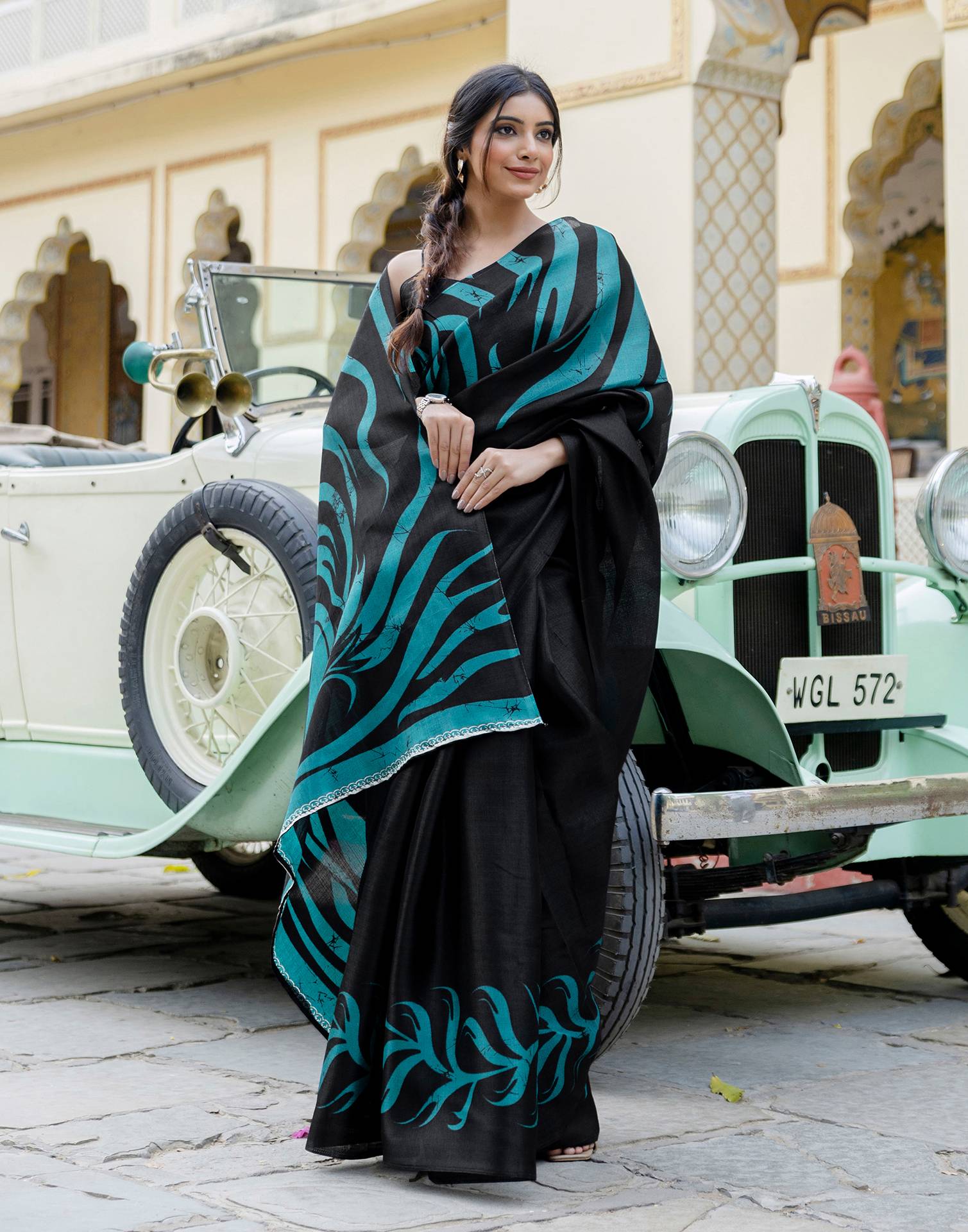 Black Khadi Printed Saree