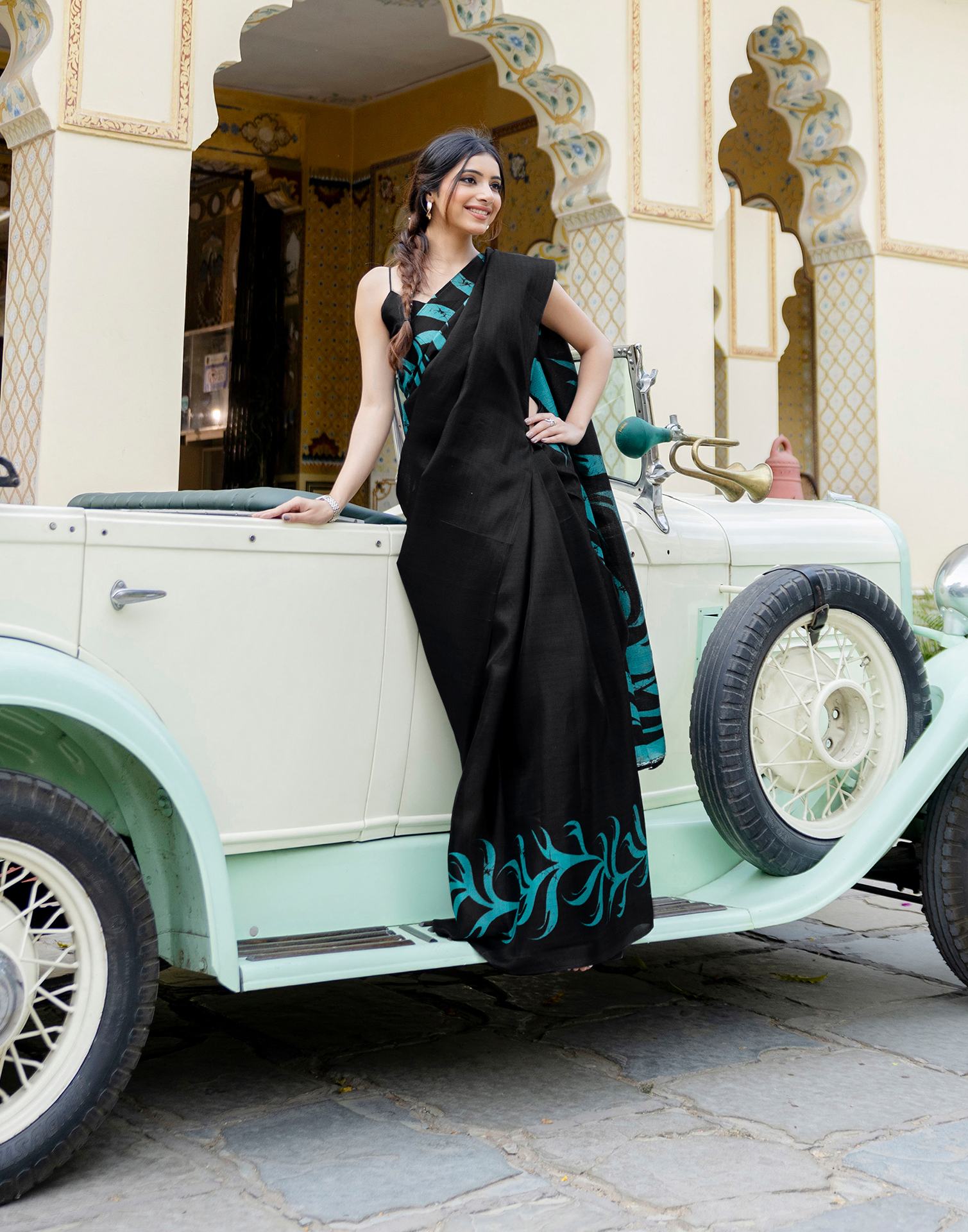 Black Khadi Printed Saree