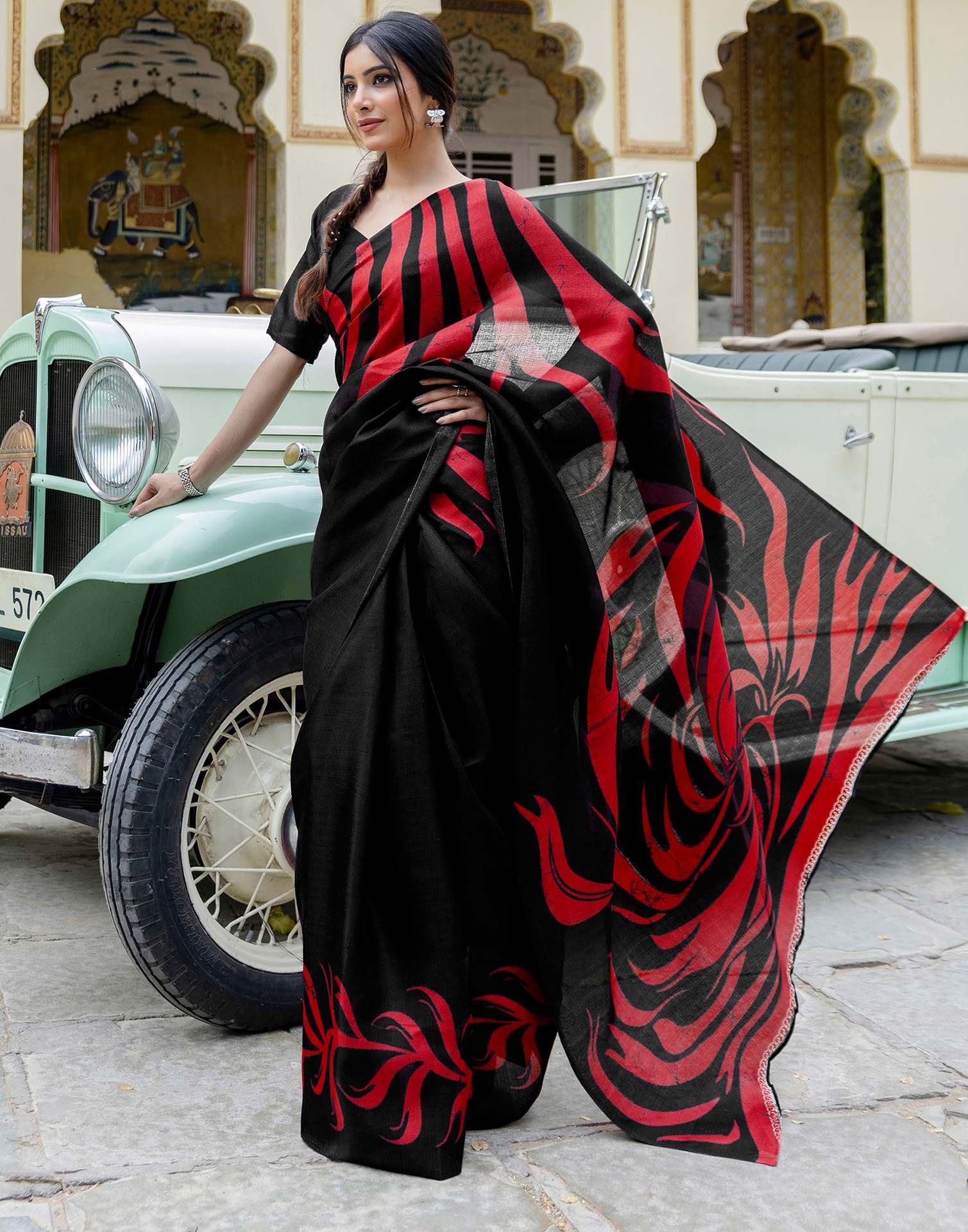 Black Khadi Printed Saree