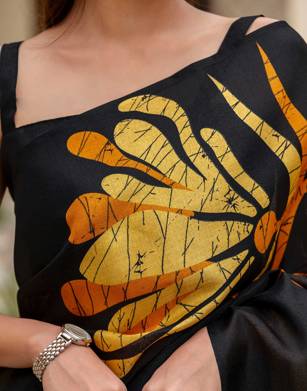 Black Khadi Printed Saree