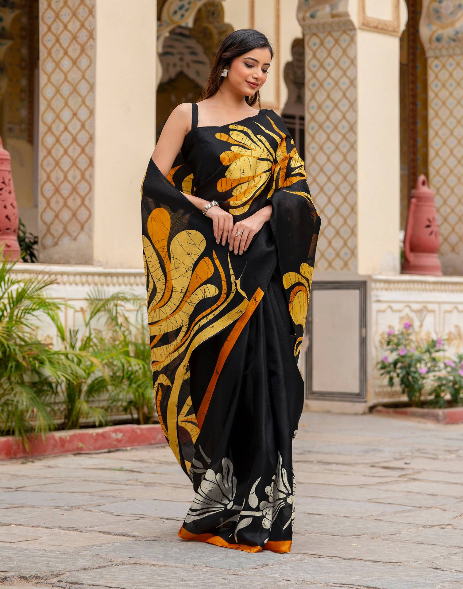 Black Khadi Printed Saree