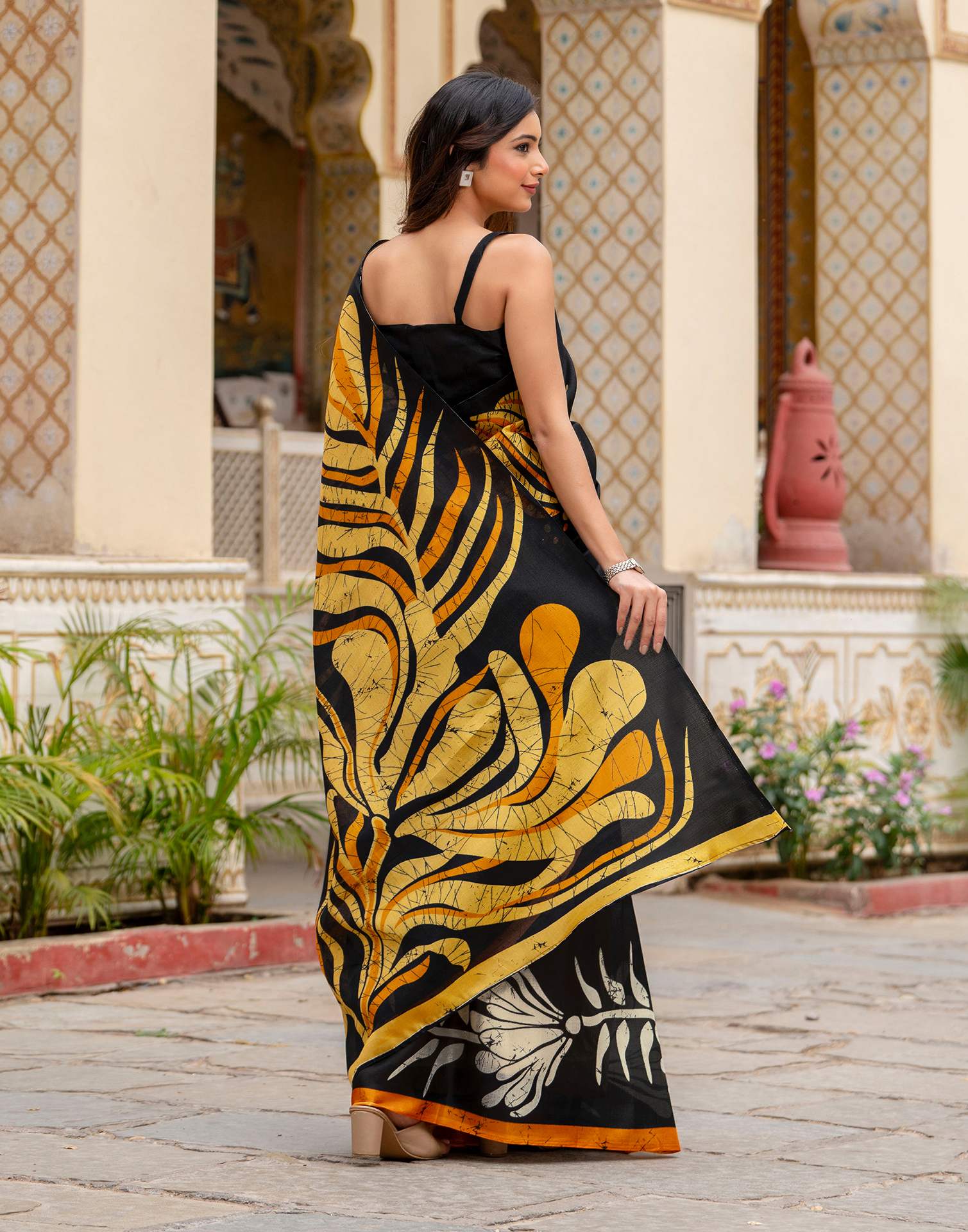 Black Khadi Printed Saree