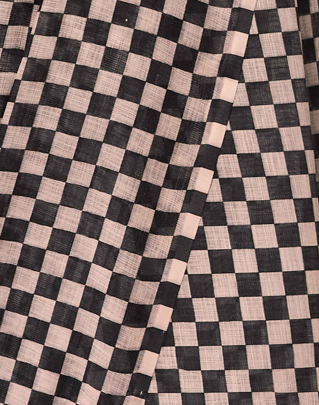 Black Linen Checkered Printed Saree