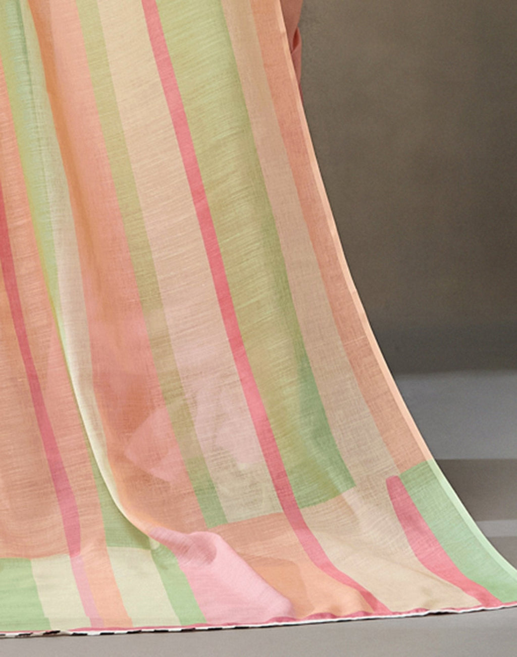 Mint Green Linen Printed Saree