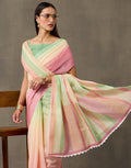 Mint Green Linen Printed Saree