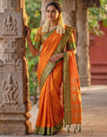 Orange Silk Woven Kanjivaram Saree