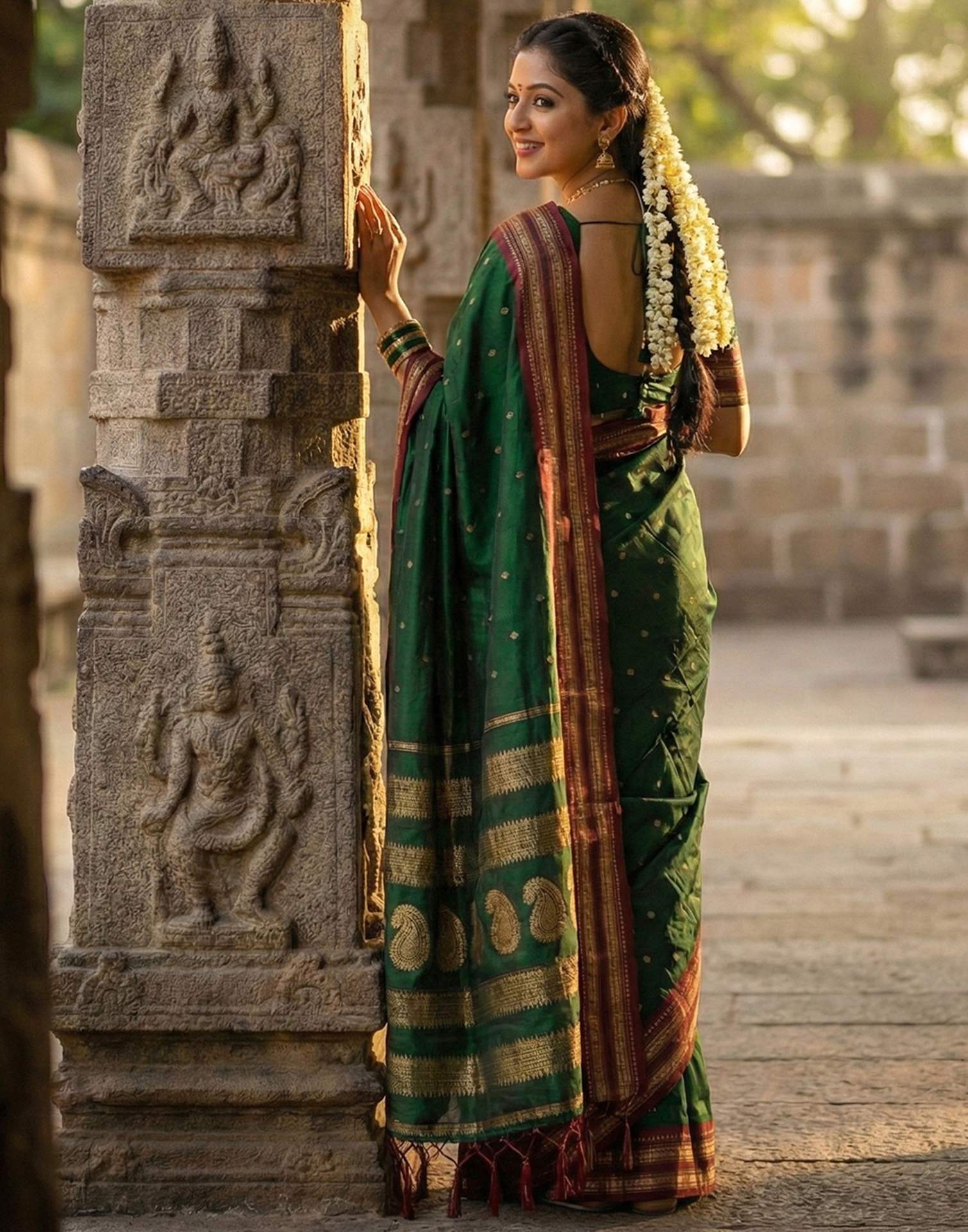 Green Silk Woven Kanjivaram Saree