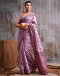 Mauve Cotton Woven Saree