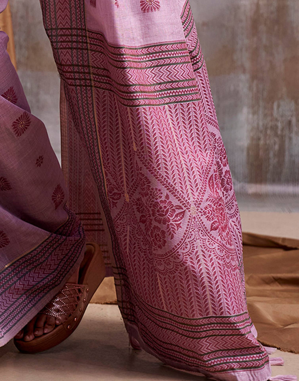 Mauve Cotton Woven Saree
