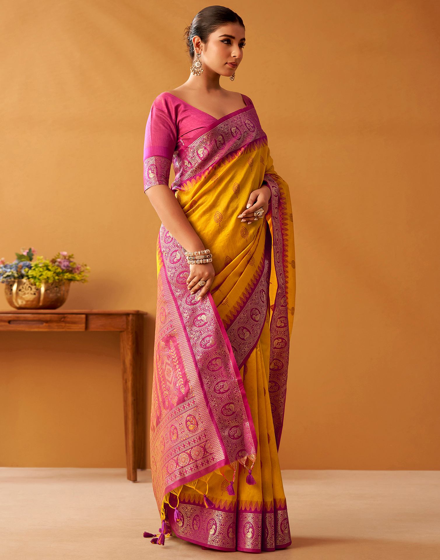 Yellow Silk Woven Kanjivaram Saree